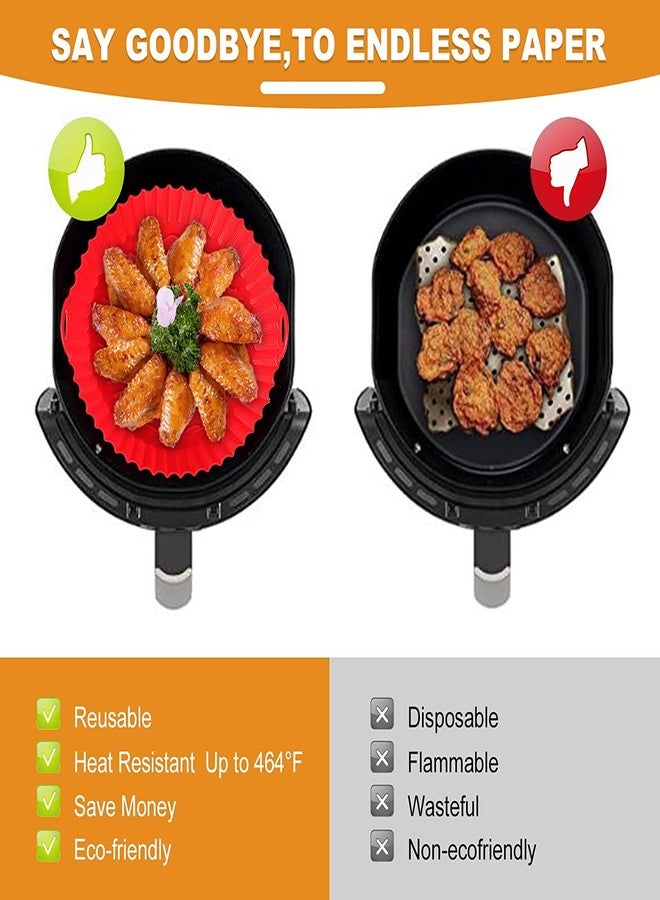 Trifecta Silicone Air Fryer Liner 2 Pcs Round 9 inch Baking Parchment Air Fryer Silicone Pot Bowl Baskets Replacement for Parchment Liner Paper 3 to 6 QT for Air Fryer Oven Accessories (Red & Black) - Image 4